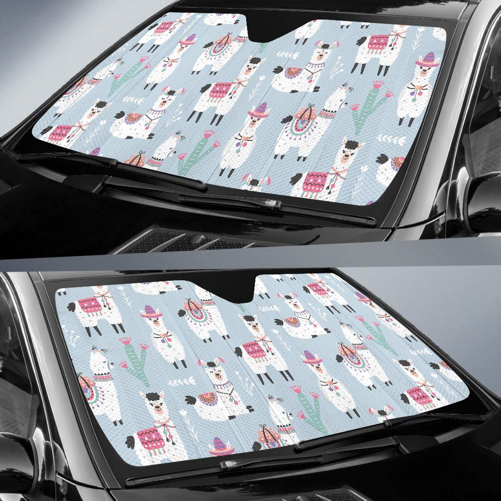 Llama Pattern Print Design 04 Car Sun Shades-JORJUNE.COM