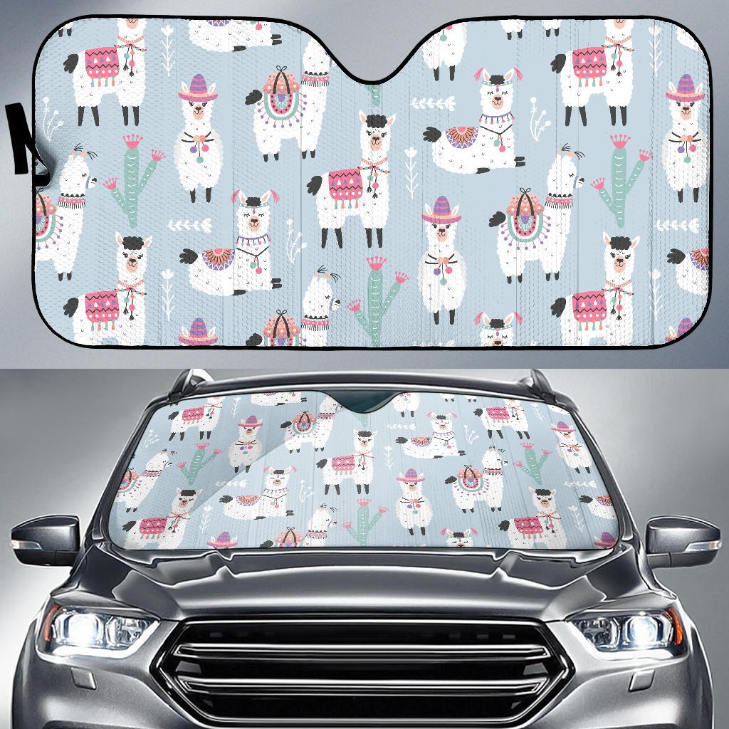 Llama Pattern Print Design 04 Car Sun Shades-JORJUNE.COM