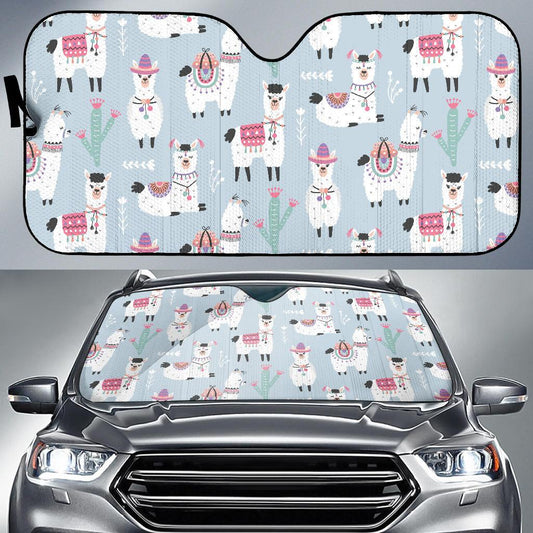 Llama Pattern Print Design 04 Car Sun Shades-JORJUNE.COM