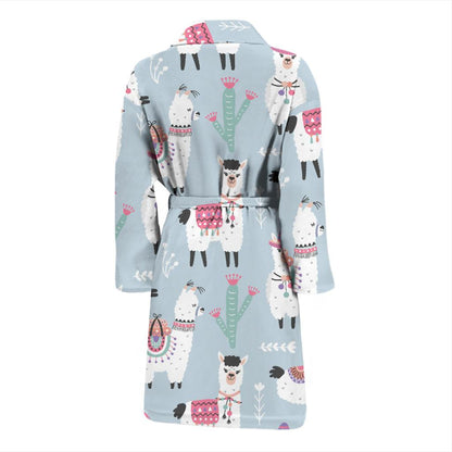 Llama Pattern Print Design 04 Men Bathrobe-JORJUNE.COM