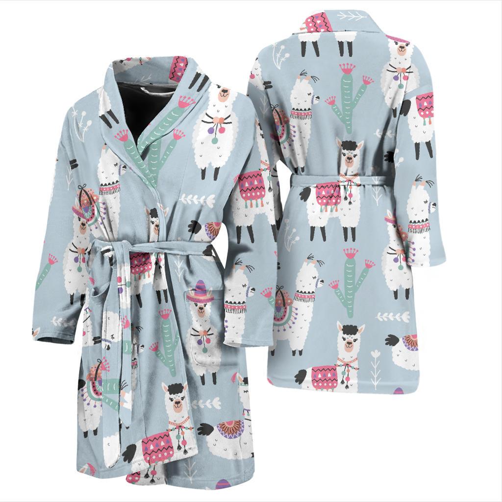 Llama Pattern Print Design 04 Men Bathrobe-JORJUNE.COM