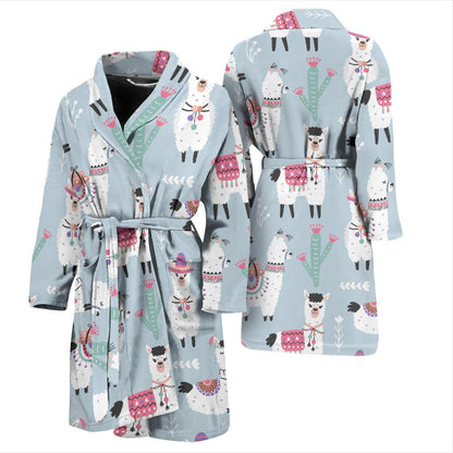Llama Pattern Print Design 04 Men Bathrobe-JORJUNE.COM