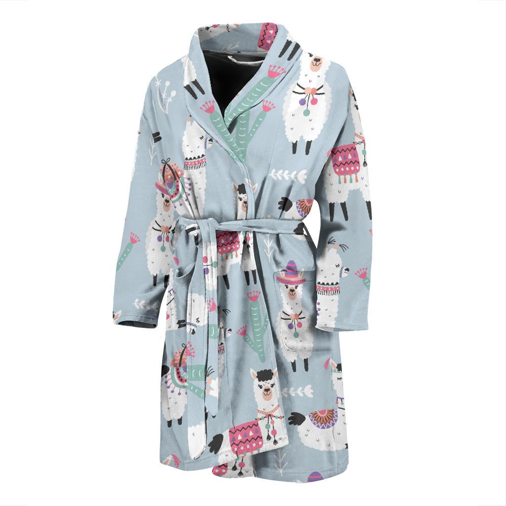 Llama Pattern Print Design 04 Men Bathrobe-JORJUNE.COM