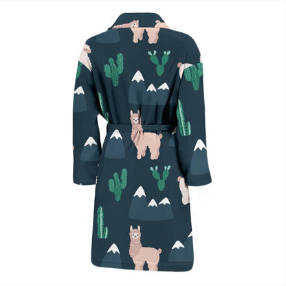 Llama Pattern Print Design 06 Men Bathrobe-JORJUNE.COM