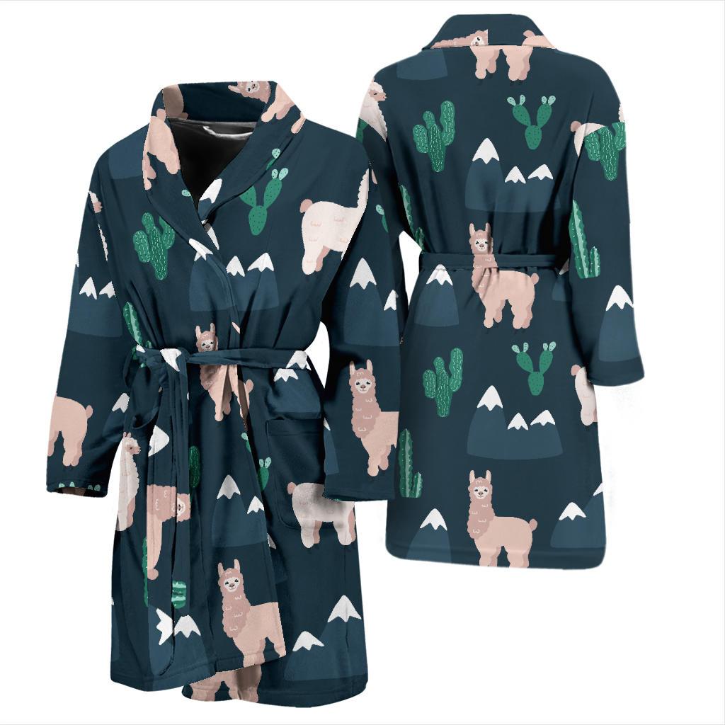 Llama Pattern Print Design 06 Men Bathrobe-JORJUNE.COM
