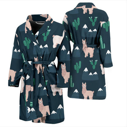 Llama Pattern Print Design 06 Men Bathrobe-JORJUNE.COM