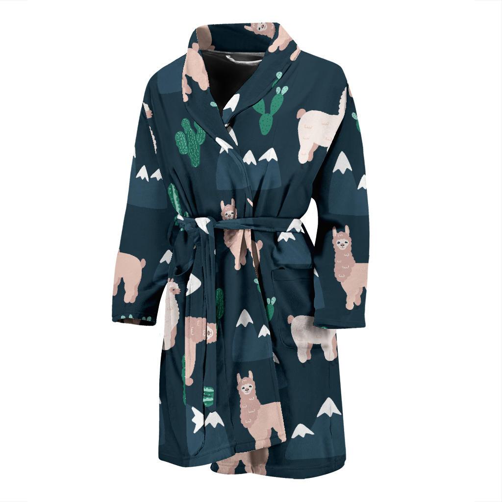 Llama Pattern Print Design 06 Men Bathrobe-JORJUNE.COM