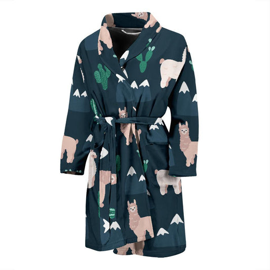 Llama Pattern Print Design 06 Men Bathrobe-JORJUNE.COM