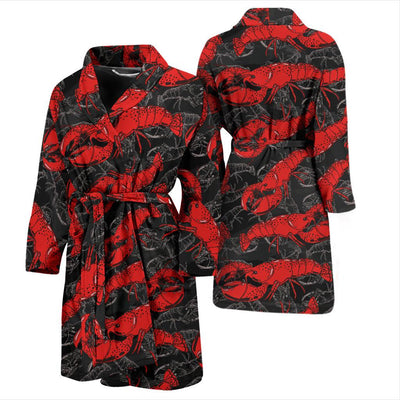 Lobster Pattern Print Design 04 Men Bathrobe-JORJUNE.COM