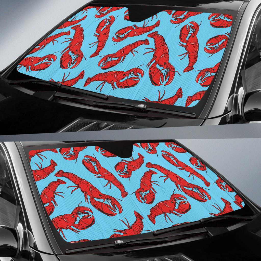 Lobster Red Pattern Print Design 03 Car Sun Shades-JORJUNE.COM