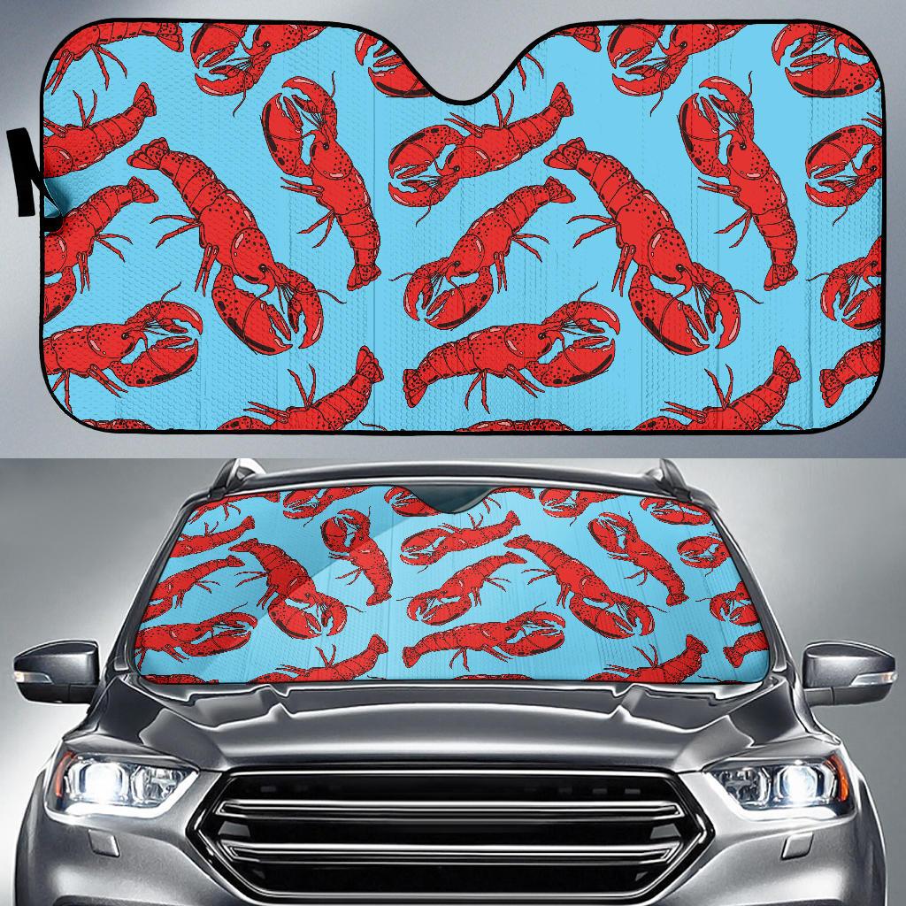 Lobster Red Pattern Print Design 03 Car Sun Shades-JORJUNE.COM