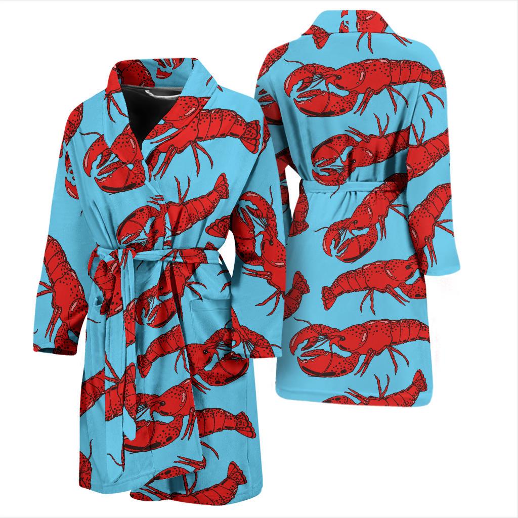 Lobster Red Pattern Print Design 03 Men Bathrobe-JORJUNE.COM