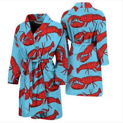 Lobster Red Pattern Print Design 03 Men Bathrobe-JORJUNE.COM