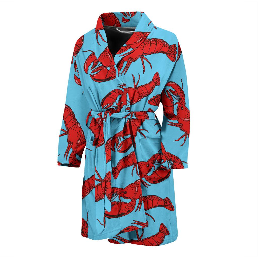 Lobster Red Pattern Print Design 03 Men Bathrobe-JORJUNE.COM