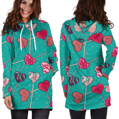 Lollipop Pattern Print Design LL01 Women Hoodie Dress