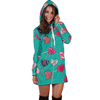 Lollipop Pattern Print Design LL01 Women Hoodie Dress