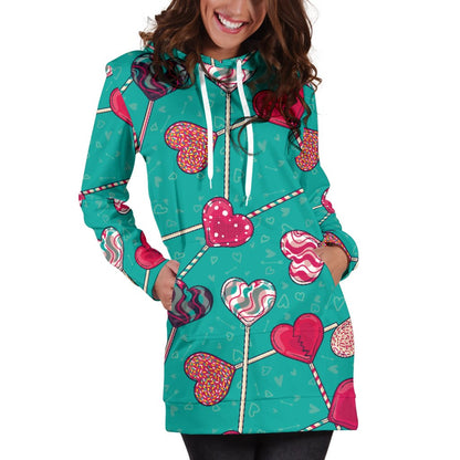 Lollipop Pattern Print Design LL01 Women Hoodie Dress