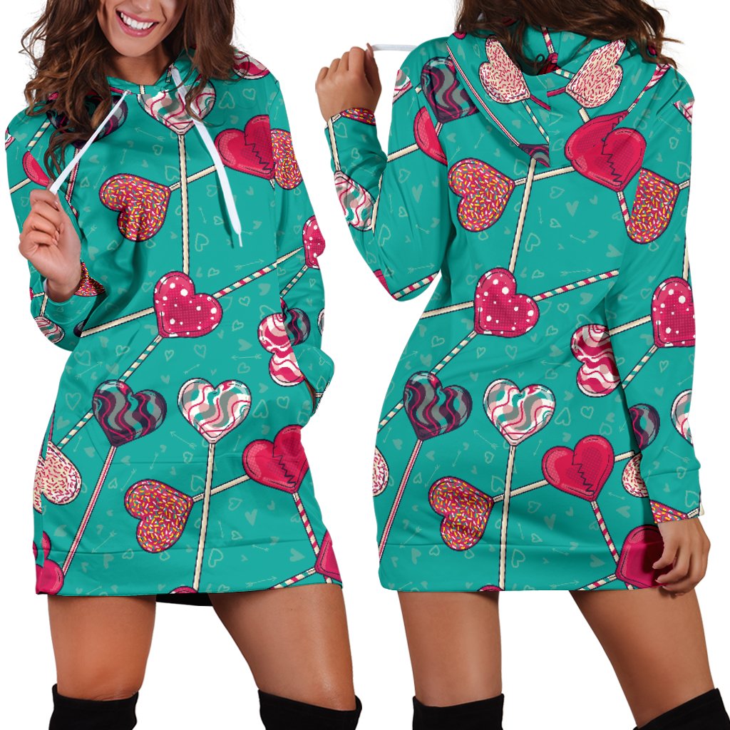Lollipop Pattern Print Design LL01 Women Hoodie Dress