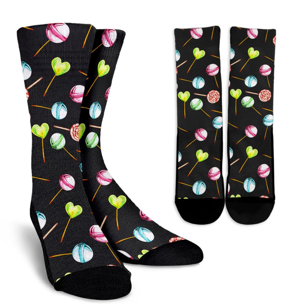 Lollipop Pattern Print Design LL02 Crew Socks-JORJUNE.COM