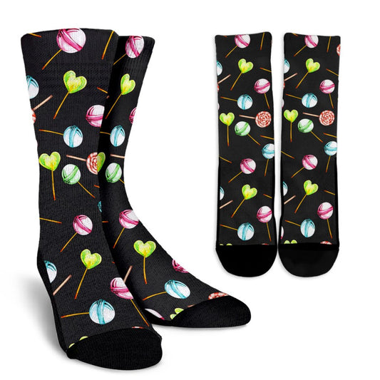 Lollipop Pattern Print Design LL02 Crew Socks-JORJUNE.COM