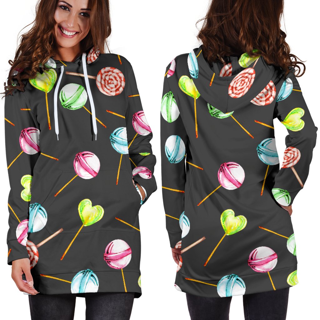 Lollipop Pattern Print Design LL02 Women Hoodie Dress