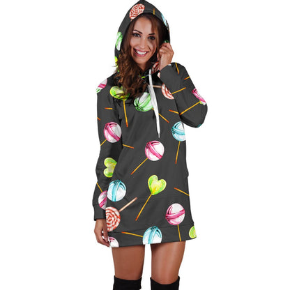 Lollipop Pattern Print Design LL02 Women Hoodie Dress