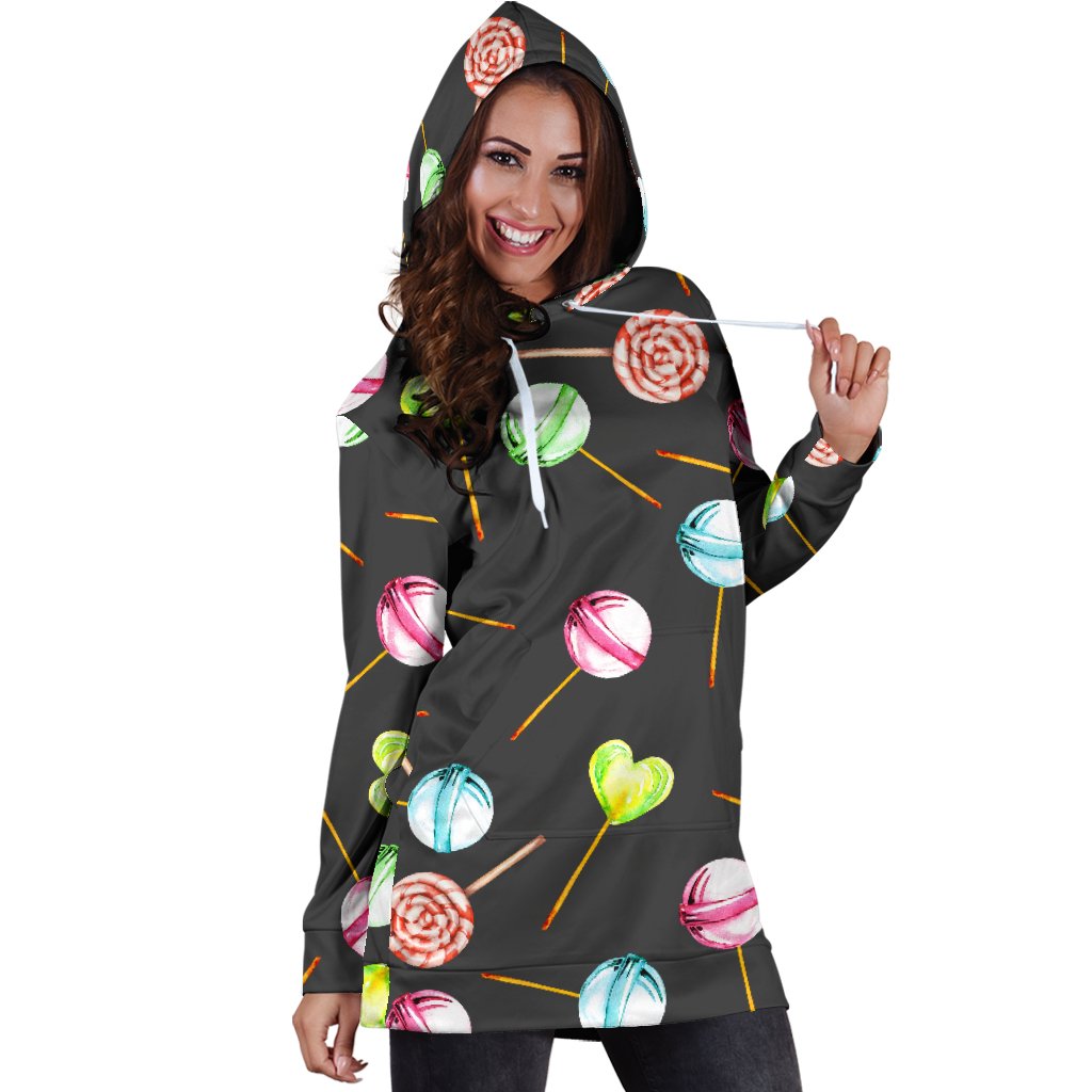 Lollipop Pattern Print Design LL02 Women Hoodie Dress