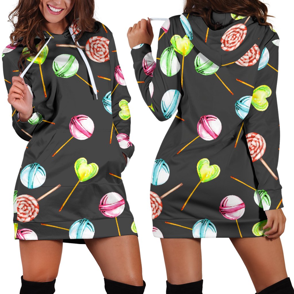 Lollipop Pattern Print Design LL02 Women Hoodie Dress