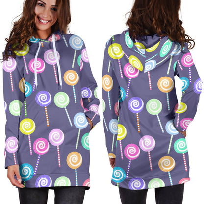 Lollipop Pattern Print Design LL03 Women Hoodie Dress