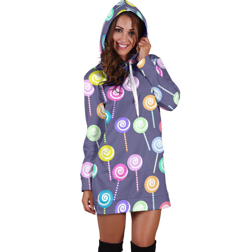 Lollipop Pattern Print Design LL03 Women Hoodie Dress