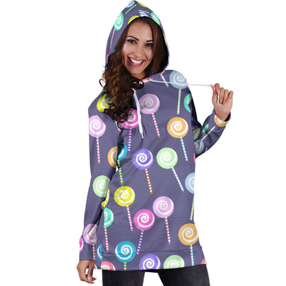 Lollipop Pattern Print Design LL03 Women Hoodie Dress