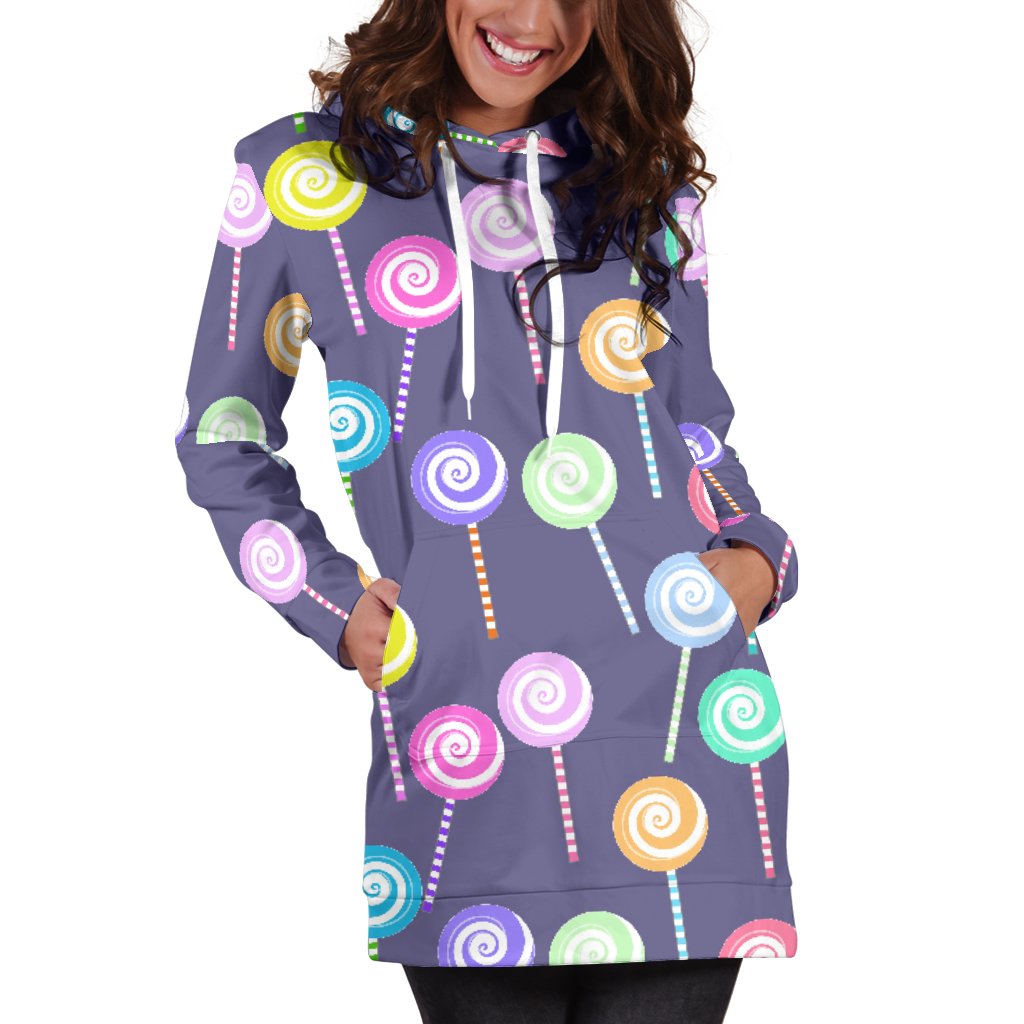 Lollipop Pattern Print Design LL03 Women Hoodie Dress