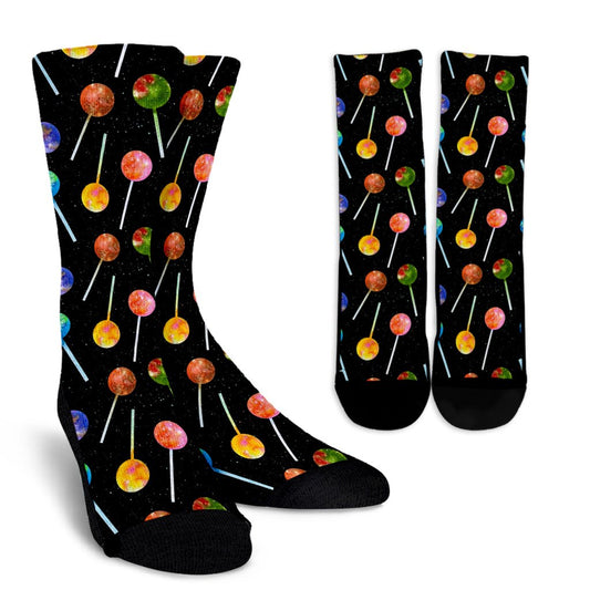 Lollipop Pattern Print Design LL04 Crew Socks-JORJUNE.COM