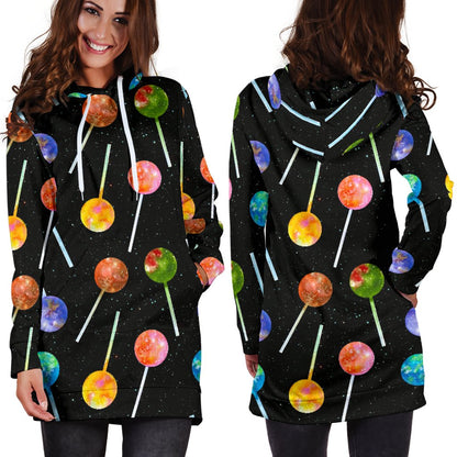 Lollipop Pattern Print Design LL04 Women Hoodie Dress