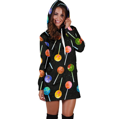 Lollipop Pattern Print Design LL04 Women Hoodie Dress