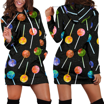 Lollipop Pattern Print Design LL04 Women Hoodie Dress