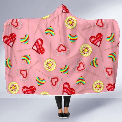 Lollipop Pattern Print Design LL05 Hooded Blanket-JORJUNE.COM