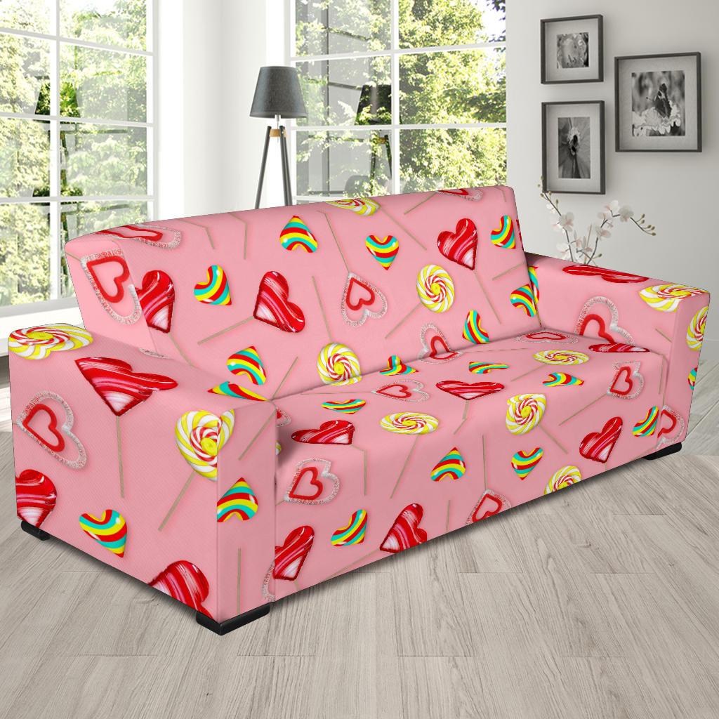 Lollipop Pattern Print Design LL05 Sofa Slipcover-JORJUNE.COM