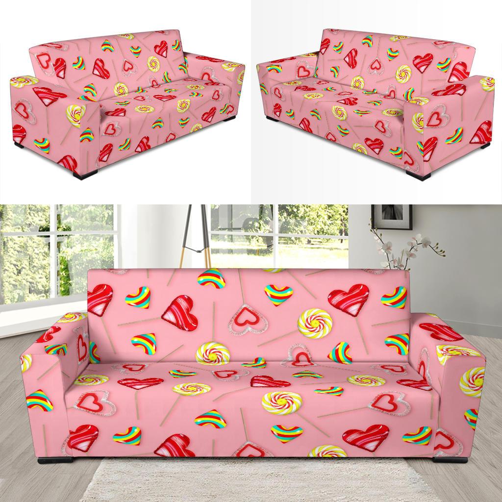 Lollipop Pattern Print Design LL05 Sofa Slipcover-JORJUNE.COM