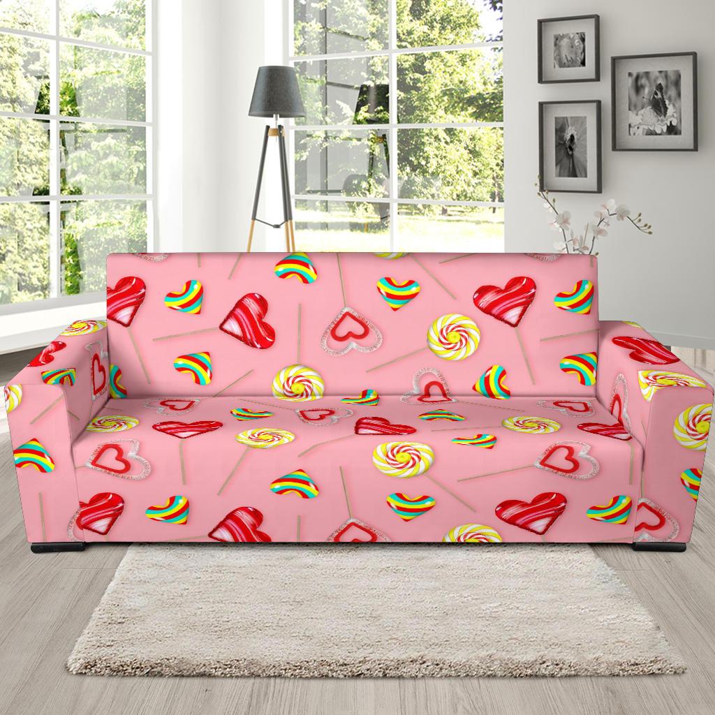 Lollipop Pattern Print Design LL05 Sofa Slipcover-JORJUNE.COM