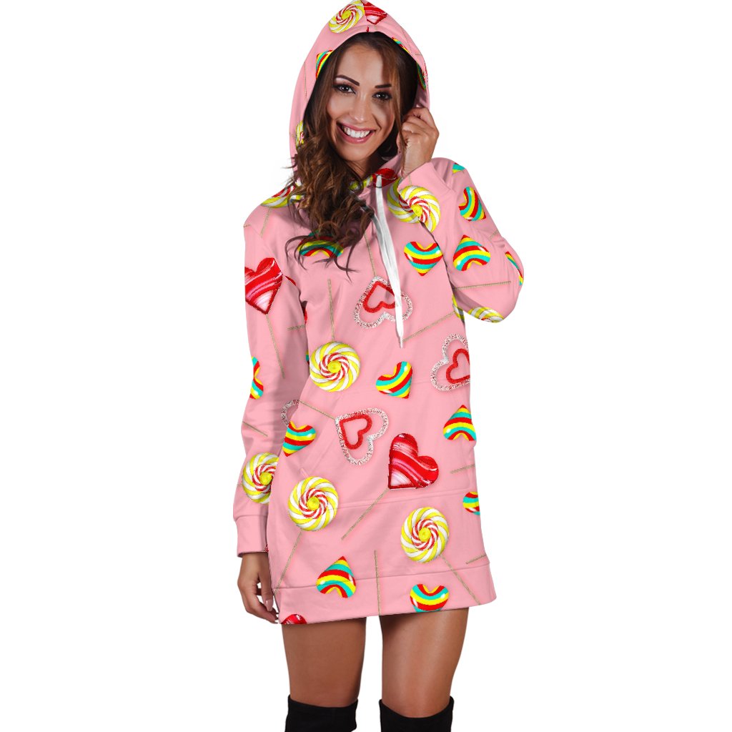 Lollipop Pattern Print Design LL05 Women Hoodie Dress