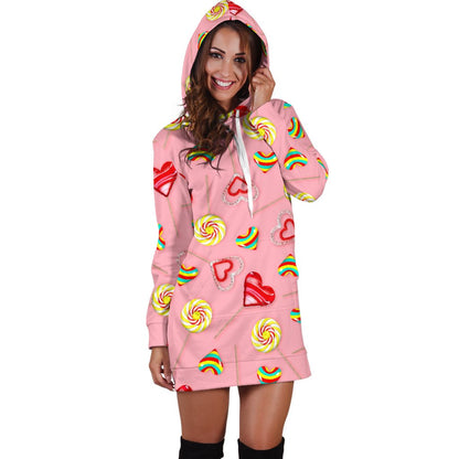 Lollipop Pattern Print Design LL05 Women Hoodie Dress