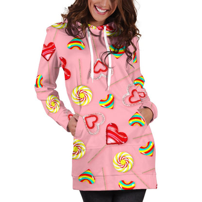 Lollipop Pattern Print Design LL05 Women Hoodie Dress