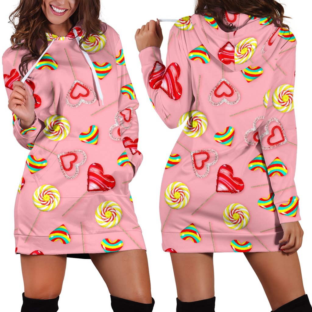 Lollipop Pattern Print Design LL05 Women Hoodie Dress