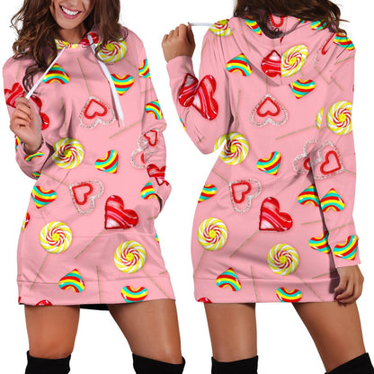 Lollipop Pattern Print Design LL05 Women Hoodie Dress
