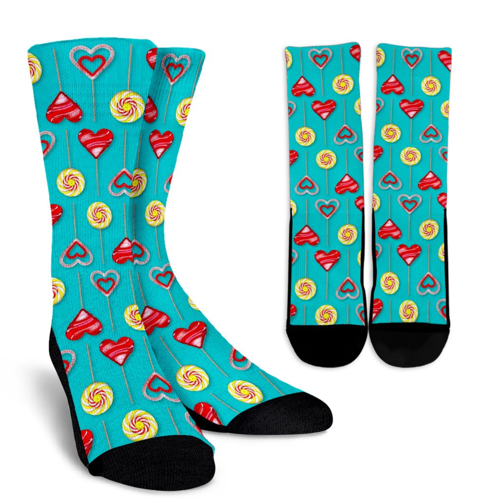 Lollipop Pattern Print Design LL06 Crew Socks-JORJUNE.COM
