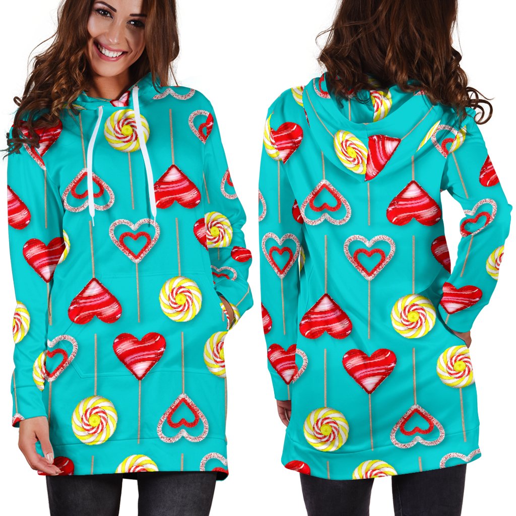 Lollipop Pattern Print Design LL06 Women Hoodie Dress