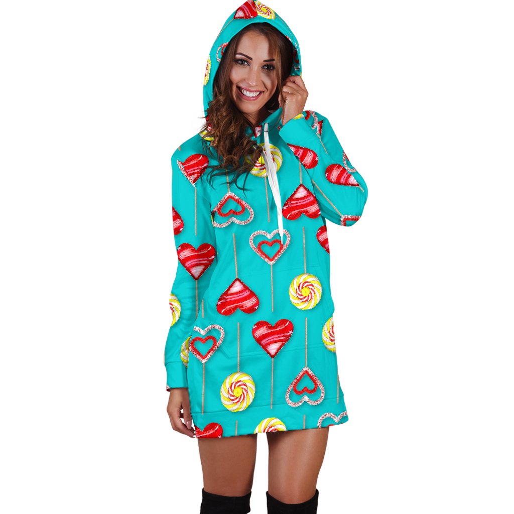 Lollipop Pattern Print Design LL06 Women Hoodie Dress