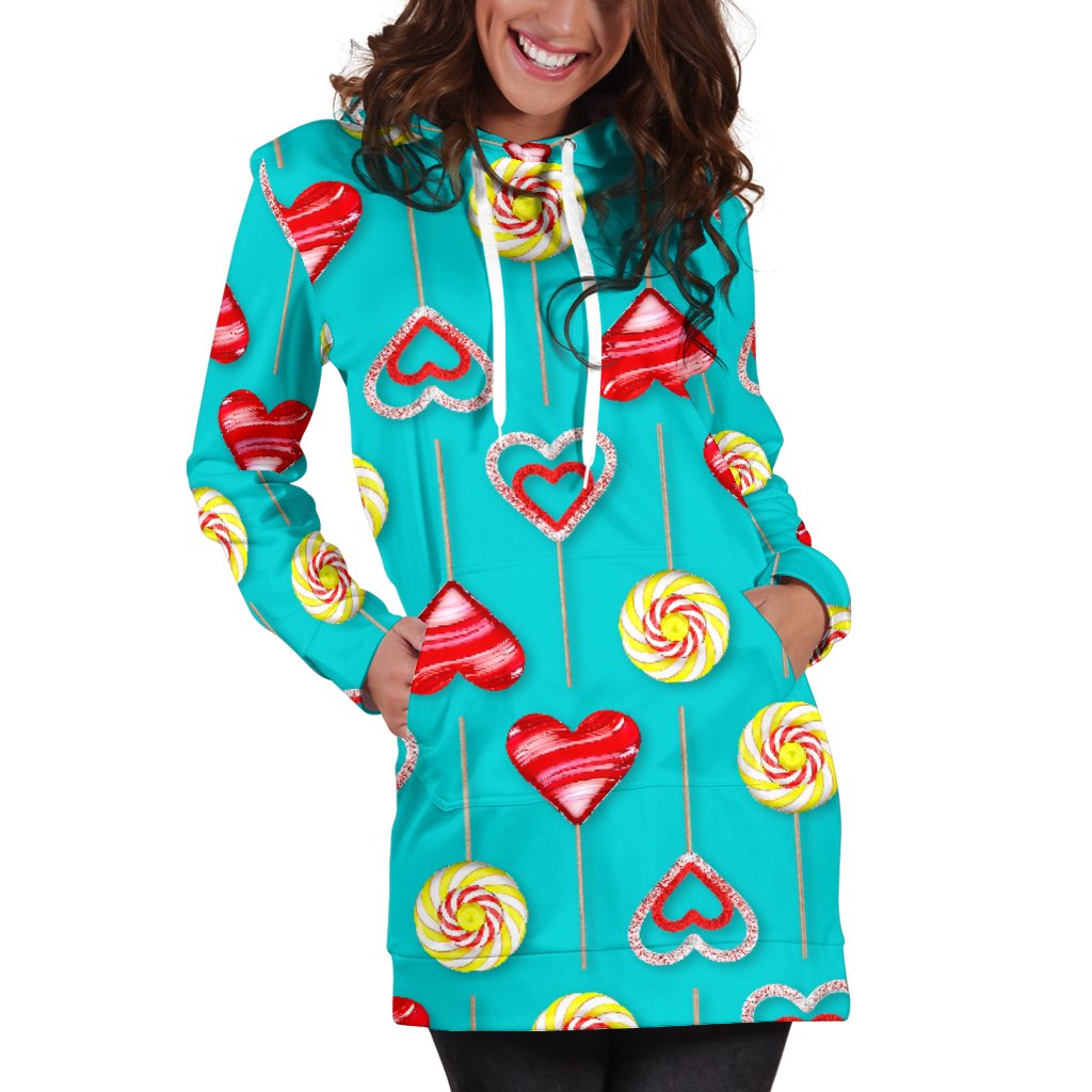 Lollipop Pattern Print Design LL06 Women Hoodie Dress