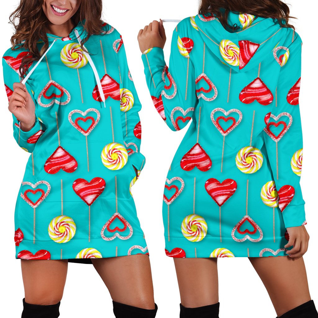 Lollipop Pattern Print Design LL06 Women Hoodie Dress